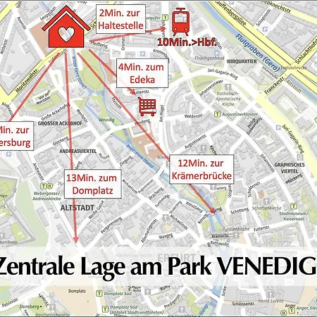 Ferienwohnungen im Jugendstil direkt an der Parkanlage VENEDIG im Herzen Erfurts Exterior foto